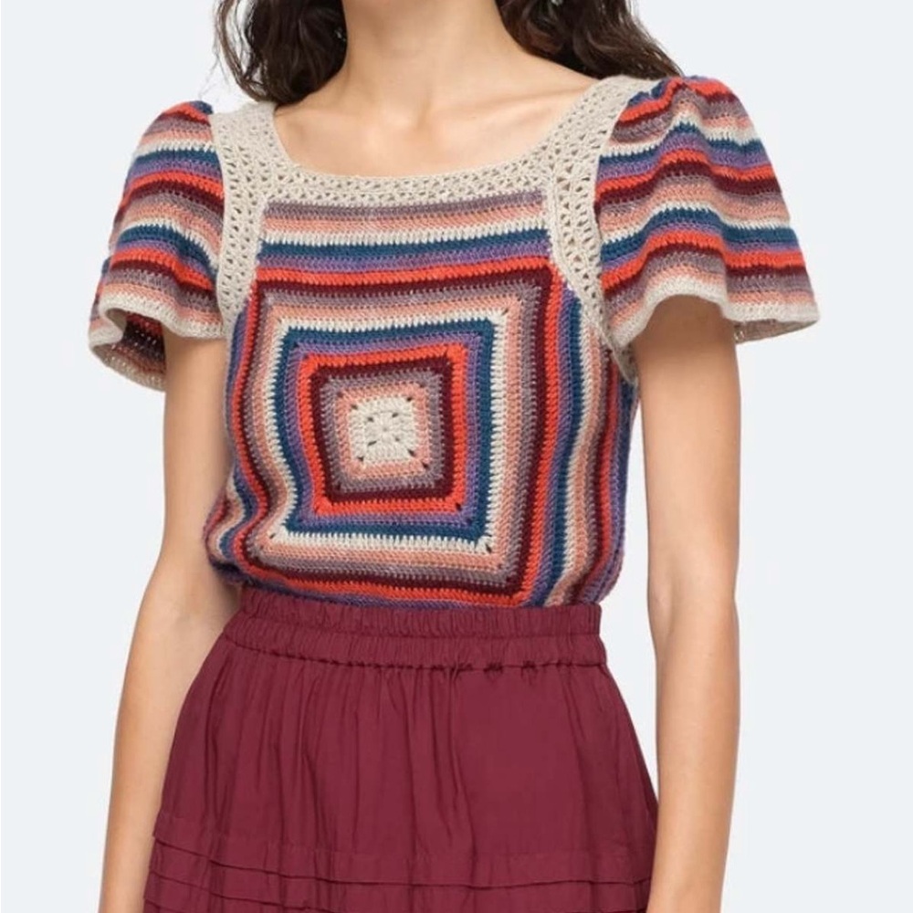 SEA New York Mena Crochet Knit Tee - Size Small